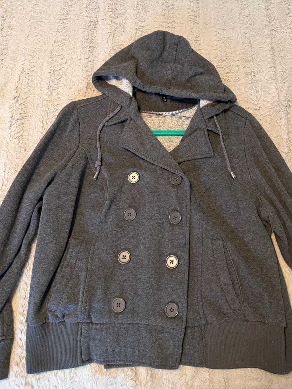 torrid Charcoal Gray Double-Breasted Hooded Pea Coat